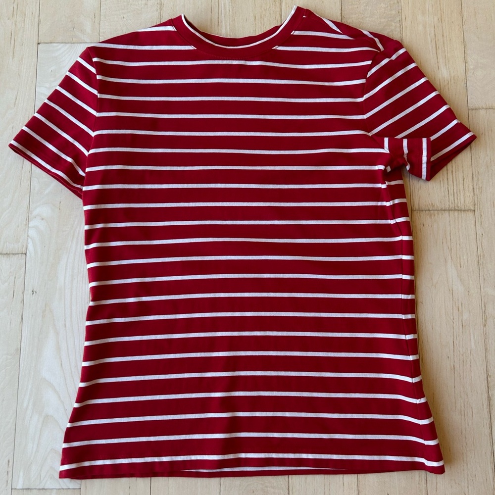Esprit Red and White Striped Women’s T-Shirt Size Medium